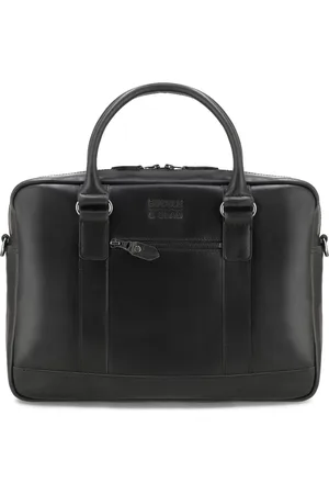 Buckle & Seam Leren Business tas Laptoptas met laptopvak Everett Dot Business Bag Zwart