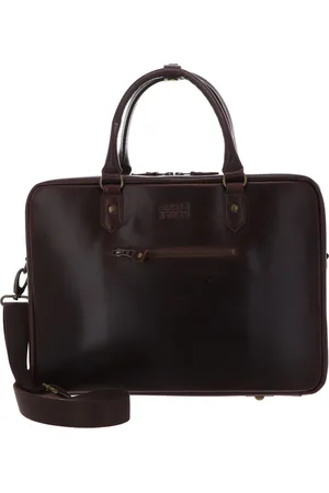 Buckle & Seam Leren Business tas Laptoptas met laptopvak Albert BLU Leather Crazy Horse Laptopbag Donkerbruin