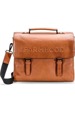 FARMHOOD Leren Business tas Schoudertas Memphis Briefcase Lichtbruin