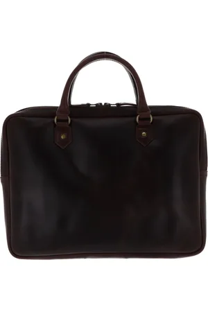 Buckle & Seam Leren Business tas Laptoptas met laptopvak Cali Dot Laptopbag Donkerbruin