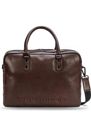 FARMHOOD Leren Business tas Schoudertas met laptopvak Memphis Briefcase RV 2F Donkerbruin
