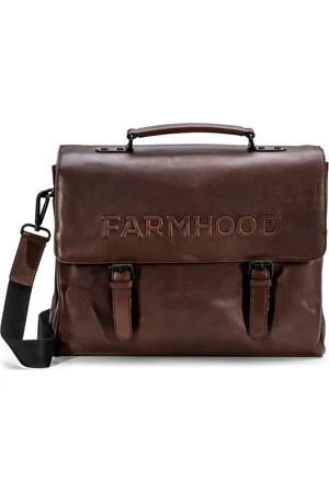 FARMHOOD Leren Business tas Schoudertas Memphis Briefcase Donkerbruin