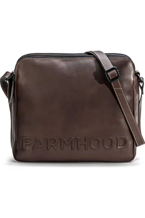 FARMHOOD Leren Schoudertas Nashville Crossbody Bag Donkerbruin