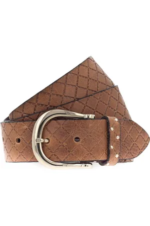 B.belt Leren Riem Liana Gold Belt W90 Bruine