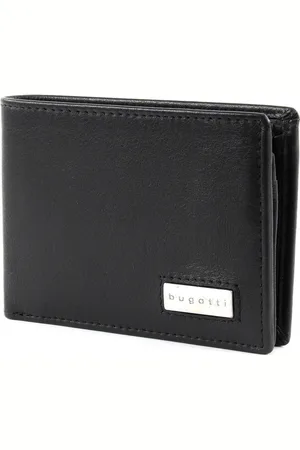 Bugatti Leren Portemonnee City Line RFID Coin Wallet with Flap 4CC Metal Logo Zwart