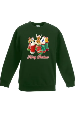 Bellatio Decorations Kersttrui kerstsokken merry christmas voor kinderen - kersttruien 122/128