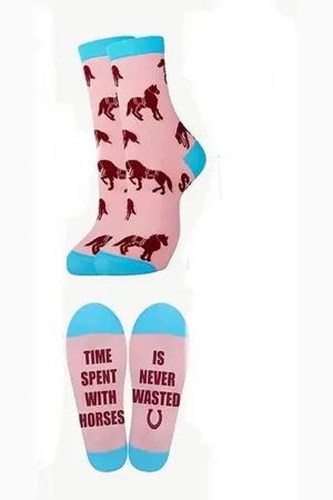 Akyol Sokken - paarden sokken - one size - paarden sok - manege sokken - paarden cadeau sokken - sokken - paard - hoefijzer