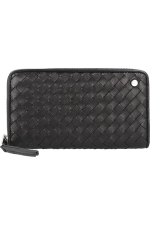 Abro+ Leren Portemonnee Leather Piuma Weaving Zip Wallet Zwart