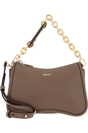 DKNY Leren Schoudertas Handtas Adria Crossbody Bag Taupe