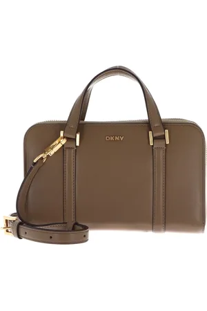 DKNY Leren Handtas Schoudertas Aggie Handbag Taupe