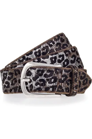 B.belt Riem Leer - Dames - 75 cm - anthracite-silver