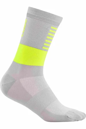 Cube Sportsokken High Cut Safety - Fietssokken - Cylinderconstructie - Wit/Geel - Maat 44-47