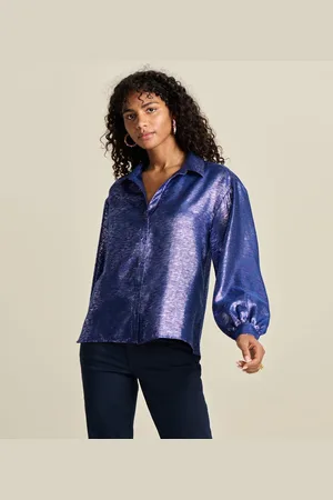 POM Amsterdam Violet Festive Blue Blouses Dames - - Maat 36