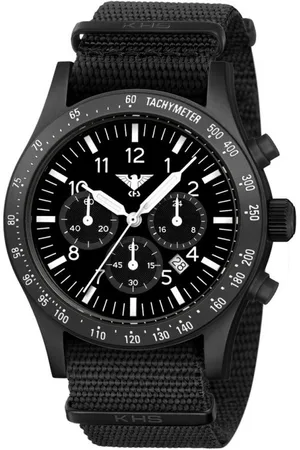 KHS .PLABSSC.NB - Polshorloge - Heren - Solar - PLATOON Black Steel Solar Chronograph