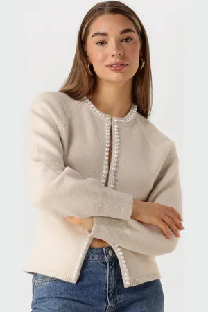 Neo Noir Lilly Pearl Knit Cardigan Truien & vesten Dames - Sweater - Hoodie - Vest- - Maat XL