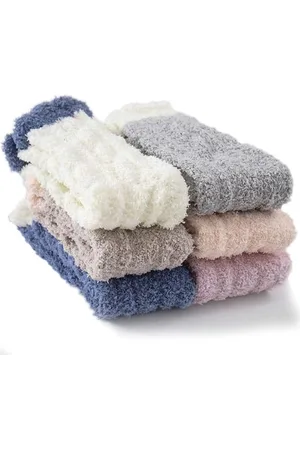 Merkloos 6 paar Fuzzy Sokken Zachte Gezellige Fluffy Slipper Winter Warme Pluche Sokken Kerstkous Vullingen Cadeaus voor Vrouwen