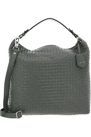 Abro+ Leren Schoudertas Leather Piuma Weaving Hobo Bag Elvi Grijs