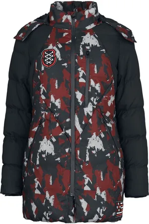 Rock Rebel Winterjas in rood en zwart met patches Vrouwen - XXL