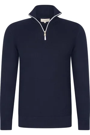 Merkloos YVES ENZO Half Zip Heren Trui 100% Piqué katoen - Heren Sweater - Schipperstrui met rits - Coltrui Heren - Maat XL