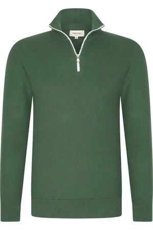 Merkloos YVES ENZO Half Zip Heren Trui 100% Piqué katoen - Heren Sweater - Schipperstrui met rits - Coltrui Heren - Maat L