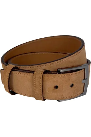 ARRIGO BELLO Riem Heren - Riem Dames - - Lichtbruin - Suede Leer - 4.5 cm breed - Totale lengte Riem 110 cm - Taille maat tot 90 cm