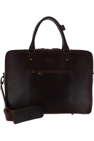 Buckle & Seam Leren Business tas Laptoptas met laptopvak Albert Dot Laptopbag Donkerbruin