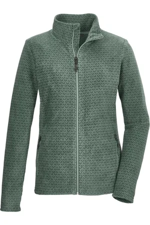 Killtec KOW 106 Fleecevest - Dames Lange rits fleece - Green-Grey/Lt. Steel Mint Aop