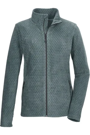 Killtec KOW 106 Fleecevest - Dames Lange rits fleece - Blue Grey/Lt. Ice Blue Aop