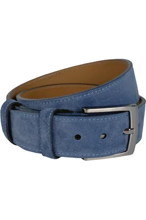 ARRIGO BELLO Riem Heren Licht blauw Suede Leer – 4.5 cm Breed – Riemen Heren Licht blauw Of Riemen Dames Licht blauw – Totale Riem Lengte 135 cm (Taillemaat tot 115 cm)