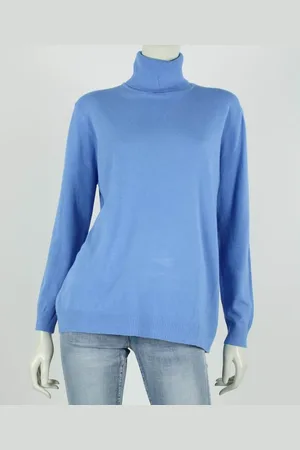 Merkloos Dames col trui Roberta jeans blauw fijngebreid maat L/XL koltrui coltrui