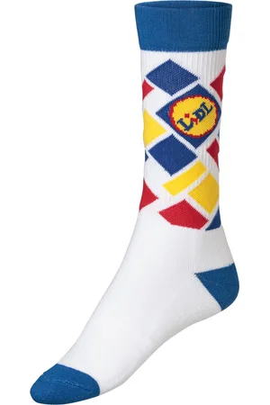 Lidl 1 paar Sokken blok motief maat 43-46 - Sportsokken - Festival Sokken - Fanwear - Fancollectie - Fanwear - Witte Sok