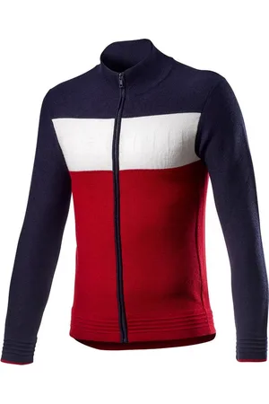 Castelli Casual trui Lange mouwen Heren Blauw Wit - Armando Sweater Savile Blue/Red/Off White - XXL