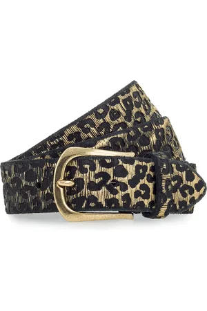 B.belt Riem Leer - Dames - 95 cm - black-gold