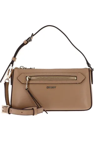 DKNY Leren Handtas Schoudertas Bryant Shoulder Bag Lichtbruin