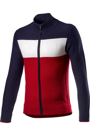 Castelli Casual trui Lange mouwen Heren Blauw Wit - Armando Sweater Savile Blue/Red/Off White - XL