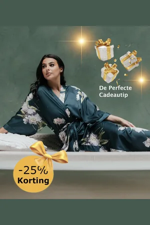 Merkloos Kimono satijn dames badjas - lang model - Exclusieve collectie - one size - kleur: met prachtig bloemen design