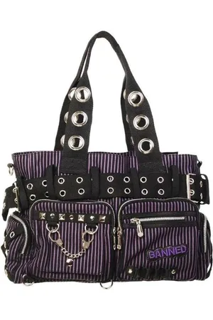 Banned Retro Sweet Revenge Handtas - zwaart/paars - ruim formaat - (bxhxd) ca. 36cm x 27cm x 15cm