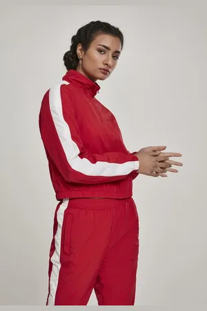 Urban classics Short Striped Crinkle Trainings jacket - XL - /Wit