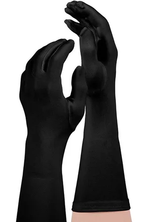 Apollo Nylon handschoenen - Lange handschoenen - 40 cm - - Maat XXL - Zwarte Handschoenen - Zwarte handschoenen verkleed - Carnaval