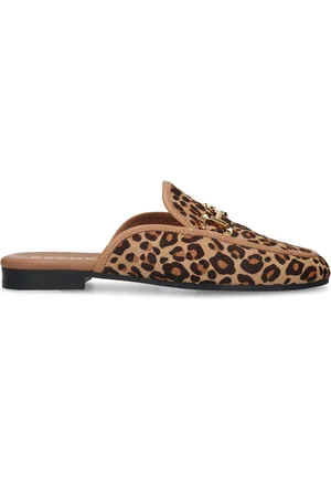 Sacha Dames - Leopard slip on loafers met goudkleurige chain - Maat 41