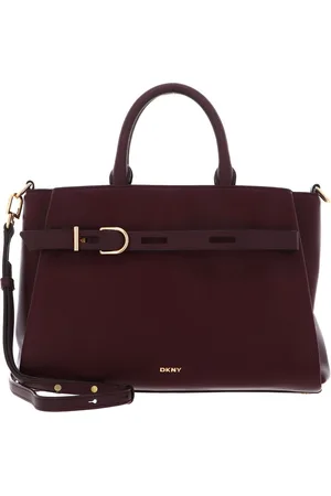 DKNY Leren Handtas Schoudertas Onyx Satchel Wijnrood