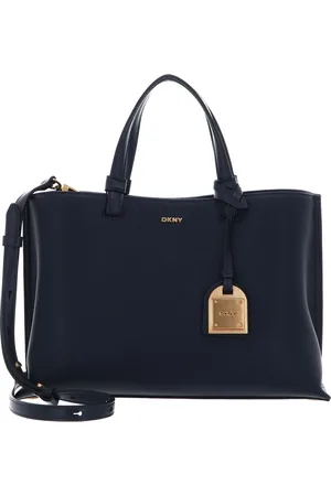 DKNY Leren Handtas Schoudertas Alya Satchel Donkerblauw
