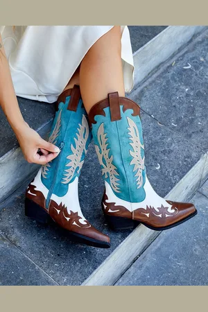 Buonarotti Dames Cowboylaarzen - - Imitatieleer, Suedine - Maat 37