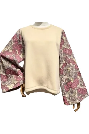Merkloos Dames Sweater Bloem Design Kimono Mouwen