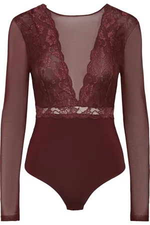 Pieces® Kanten body lange mouw zwart- Sicca Bodystocking