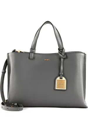 DKNY Leren Handtas Schoudertas Alya Satchel Grijs