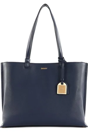 DKNY Leren Schoudertas Alya Tote Donkerblauw