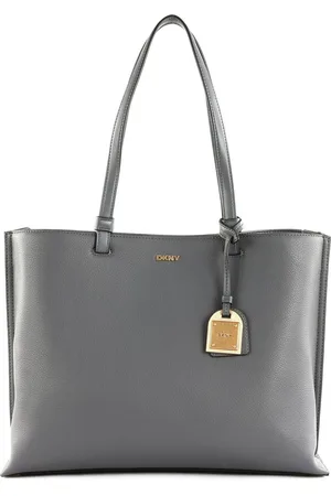 DKNY Leren Schoudertas Alya Tote Donkergrijs