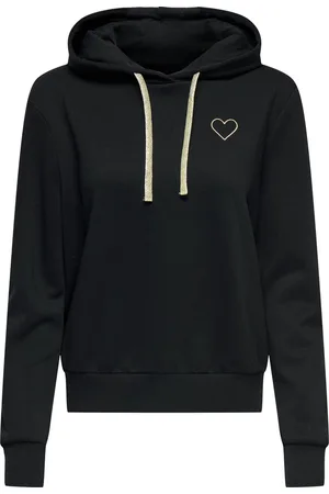 ONLY ONLNOLI L/S HEART HOOD SWT NOOS Dames Trui - Gold Strings + Heart Emb