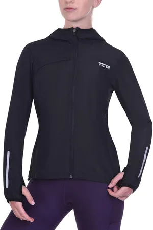 TCA Softshelljas voor dames, reflecterend, ademend en opvouwbaar, met zakken met ritssluiting, Zwart, M